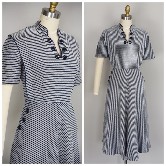 1940s Dress | Incredible 40s Rayon Dress with Text