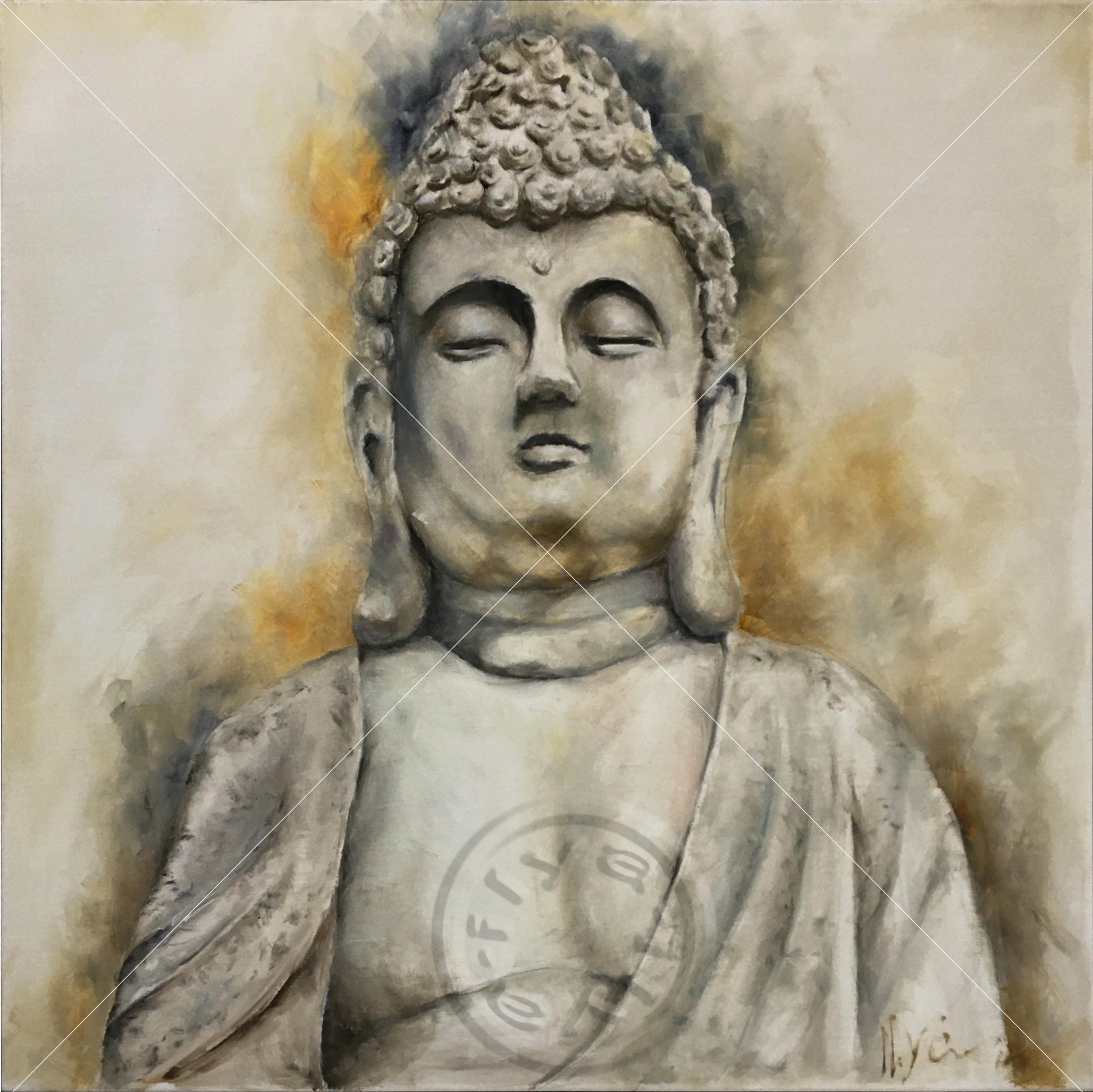 Buddha Oil Painting on Canvas Distressed Buddha Original Etsy