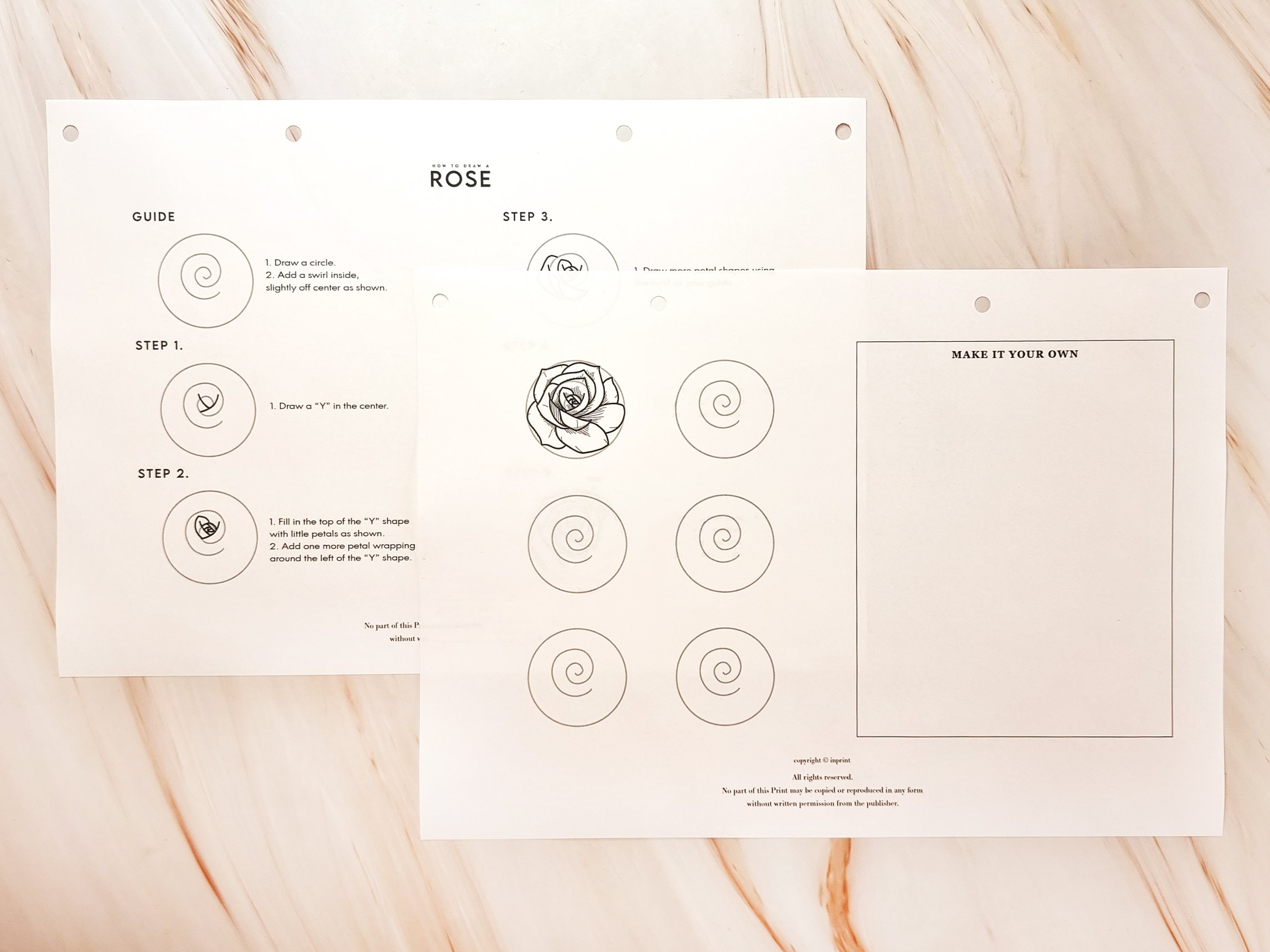 ステップバイステップの花の描き方ガイド（印刷可能なPDF）｜初心者向け簡単花の描き方｜練習シート付きの花の描き方チュートリアル20選｜バージョン2 -  Etsy 日本, image size:2700x2025