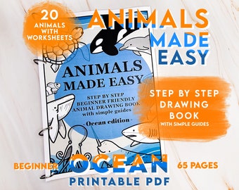 How to Draw Animals | Ocean Edition, Step-By-Step drawing tutorials with written guides | Beginner and intermediate Printable book