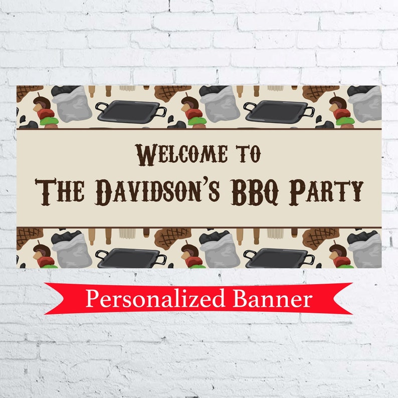 Backyard Bbq Personalized Party Banner Backyard Bbq Family Etsy