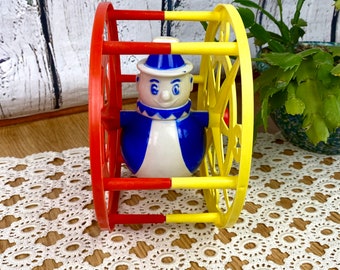 Vintage Clown Toy Ferris Wheel 1960s NOS Rolling Clown Toy