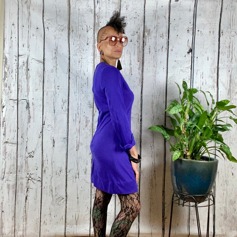 Vintage Knit Dress Purple 1960s 1970s XS image 4