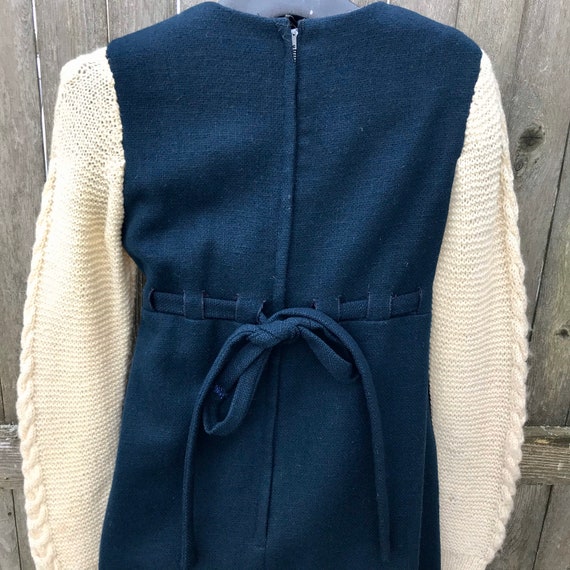 Vintage 1960s Wool Dress Navy Blue Knit Sweater S… - image 8