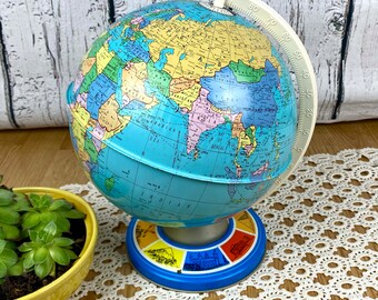 Vintage Ohio Art Tin Litho Globe Travel Destinations Base