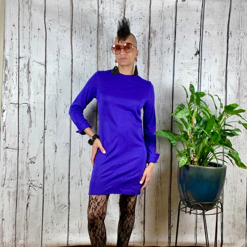 Vintage Knit Dress Purple 1960s 1970s XS image 3