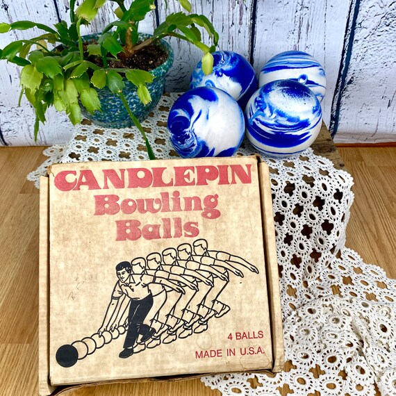 Vintage Candlepin Bowling Balls in Box Paramount Blue White Etsy