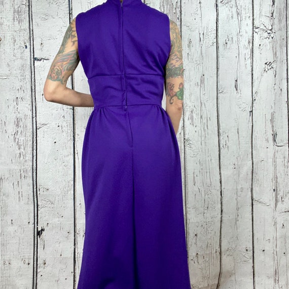 Vintage 1960s Purple Maxi Dress Asian Korean Moti… - image 6