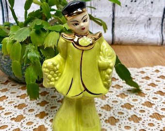Vintage Ceramic Figurine Asian Chinoiserie Middle Eastern Ethnic Green