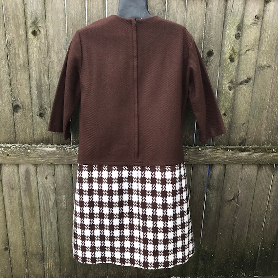 Vintage 1960s Wool Sheath Dress Plus Size Brown W… - image 4