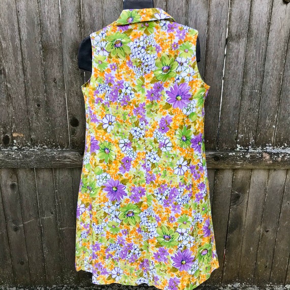 Vintage 1960s Floral Shift Dress Cotton Large Sum… - image 7