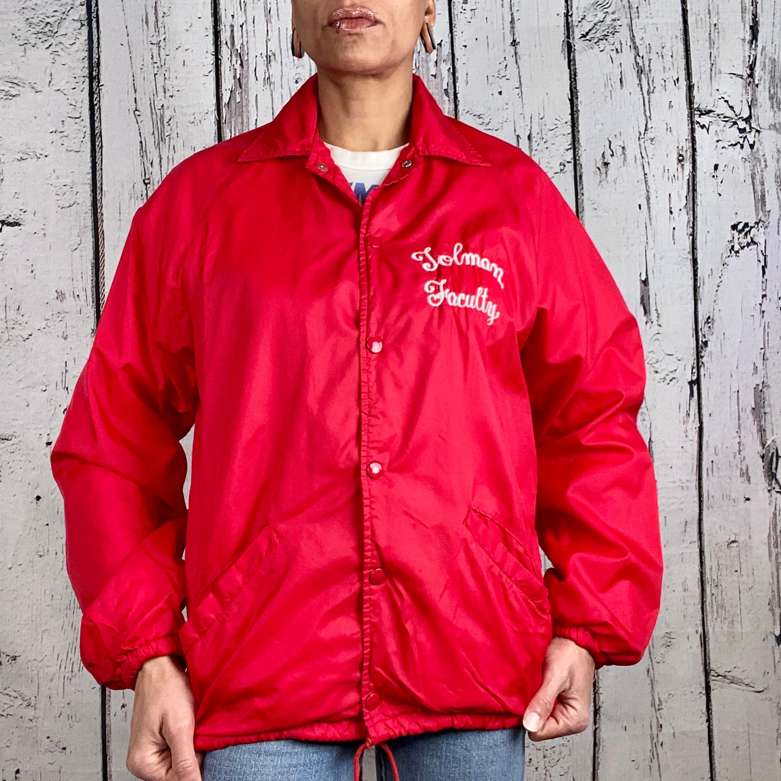 Vintage 1980s Lined Windbreaker Coach Jacket Red Mens Small Etsy