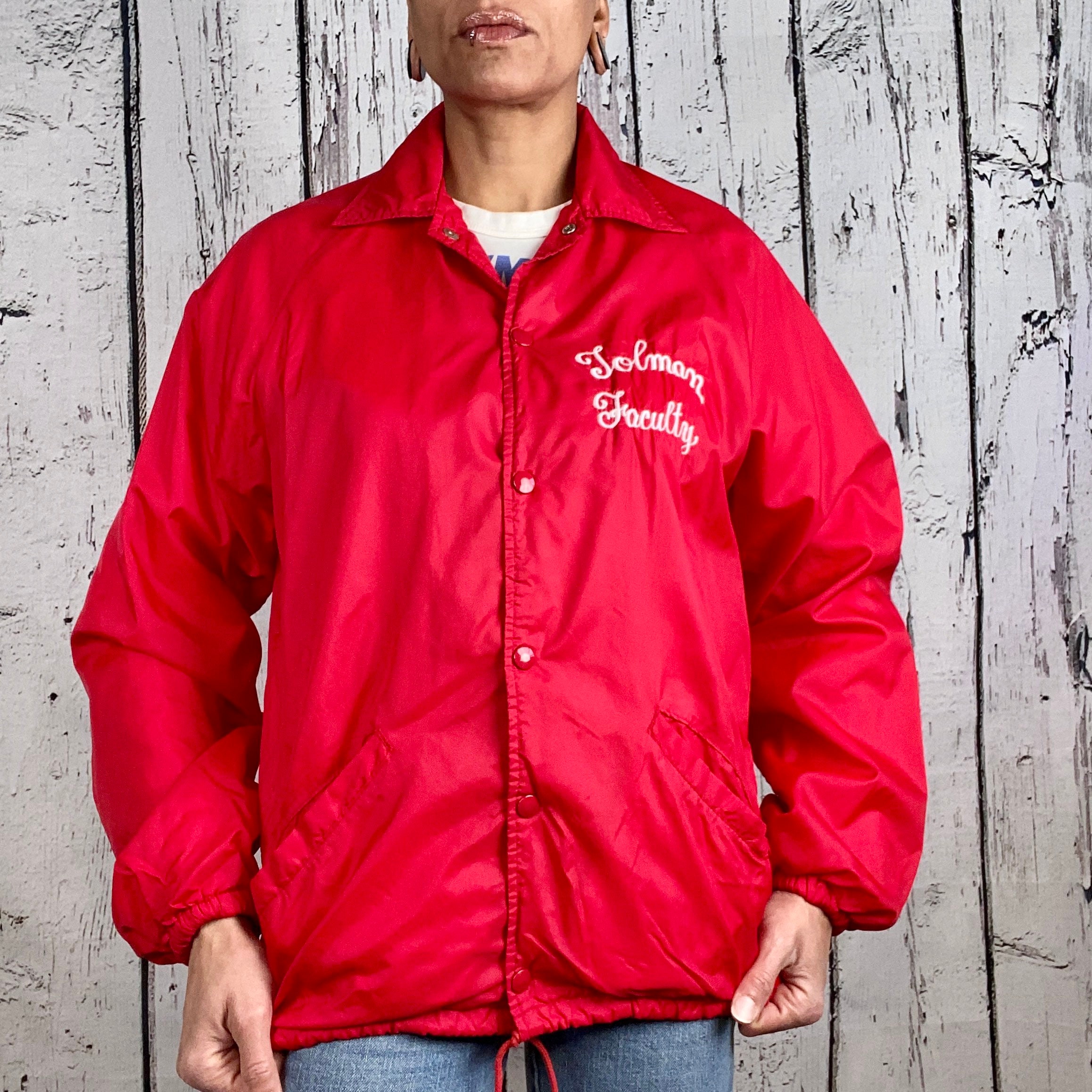Vintage 1980s Lined Windbreaker Coach Jacket Red Mens Small Etsy
