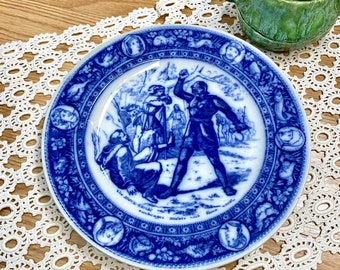 Antique Wedgewood Ivanhoe Dinner Plate 10 1/2” Flow Blue Transferware Animals