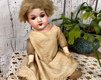 Antique Porcelain Doll Armand Marseille Germany 370 AM 2 DEP 15” Cloth Body
