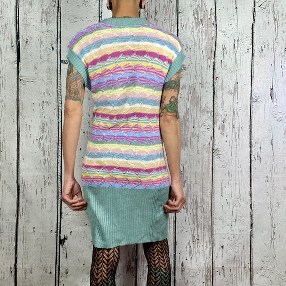 Vintage Striped Knit Dress Sleeveless 1980s 1990s… - image 3