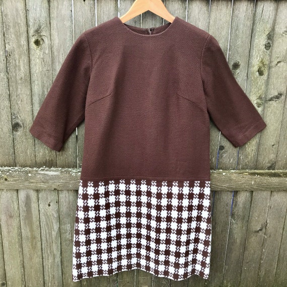 Vintage 1960s Wool Sheath Dress Plus Size Brown W… - image 2