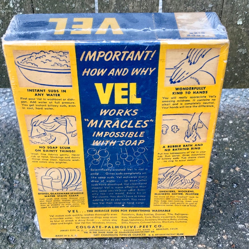 Vintage 1940s VEL Powdered Soap NOS Sealed Laundry Dish Etsy