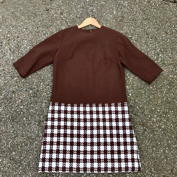 Vintage 1960s Wool Sheath Dress Plus Size Brown W… - image 3