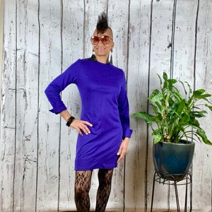 Vintage Knit Dress Purple 1960s 1970s XS image 2