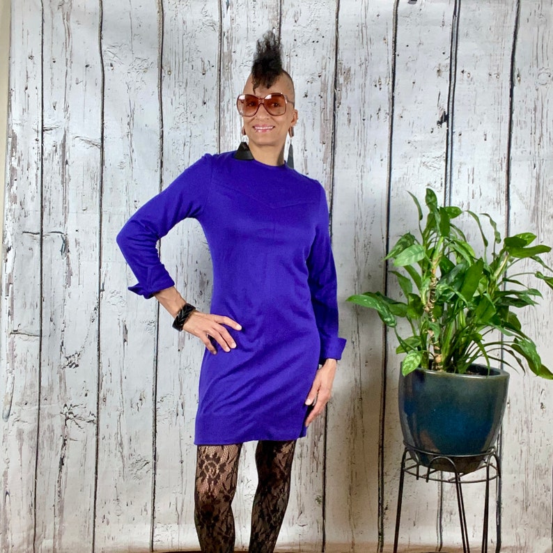 Vintage Knit Dress Purple 1960s 1970s XS image 2