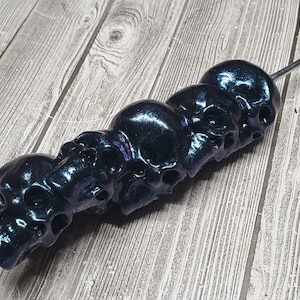 Ergonomic Crochet Hook, Skull Crochet Hook, Nerdy Crochet Hook, Black Skulls, Blue Skulls, Goth Crochet Hook,