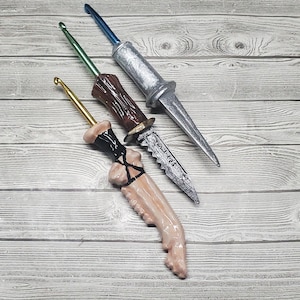 Custom Crochet Hook, Supernatural Hooks, Crochet Hooks, Horror Crochet Hooks, First Blade, Angel Blade, Demon Knife, You get all three hooks