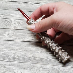 Ergonomic Crochet Hook, Spine Crochet Hook, Nerdy Crochet Hook, Vintage Bone, Vertebra, Spine, Bones, Goth Crochet Hook, image 9