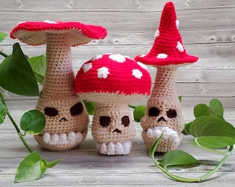 Fantasy Mushroom Crochet, Skull Crochet Pattern, Mushroom Crochet, Mushroom Sprite, Crochet Pattern, Amigurumi Pattern, Pattern ONLY,