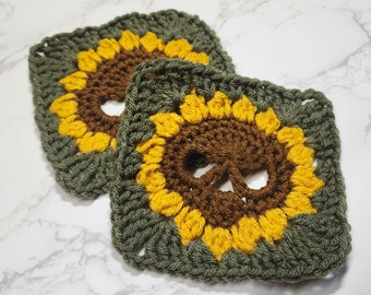 Skull Flower Granny Square Crochet Pattern, Skull Crochet Pattern, Spring Crochet, Alternative Crochet, Halloween Crochet Pattern, Crochet,