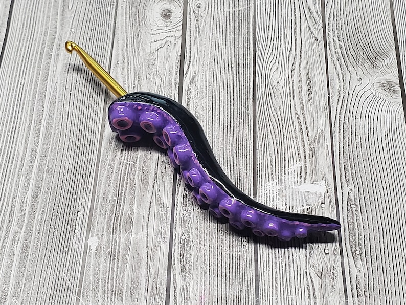 Ergonomic Crochet Hook, Ursula Crochet Hook, Nerdy Crochet Hook, Disney Inspired Crochet Hook, Little Mermaid image 1