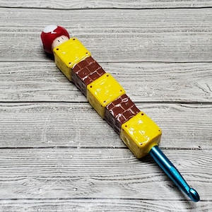 Ergonomic Crochet Hook, Super Mario Inspired, Video Game Crochet Hook, Mario, Luigi, Mushroom, Nerdy Crochet Hook,