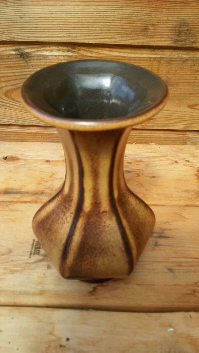 Nice Vintage Vase With Hourglass Shape Brown And Beige 20 Etsy
