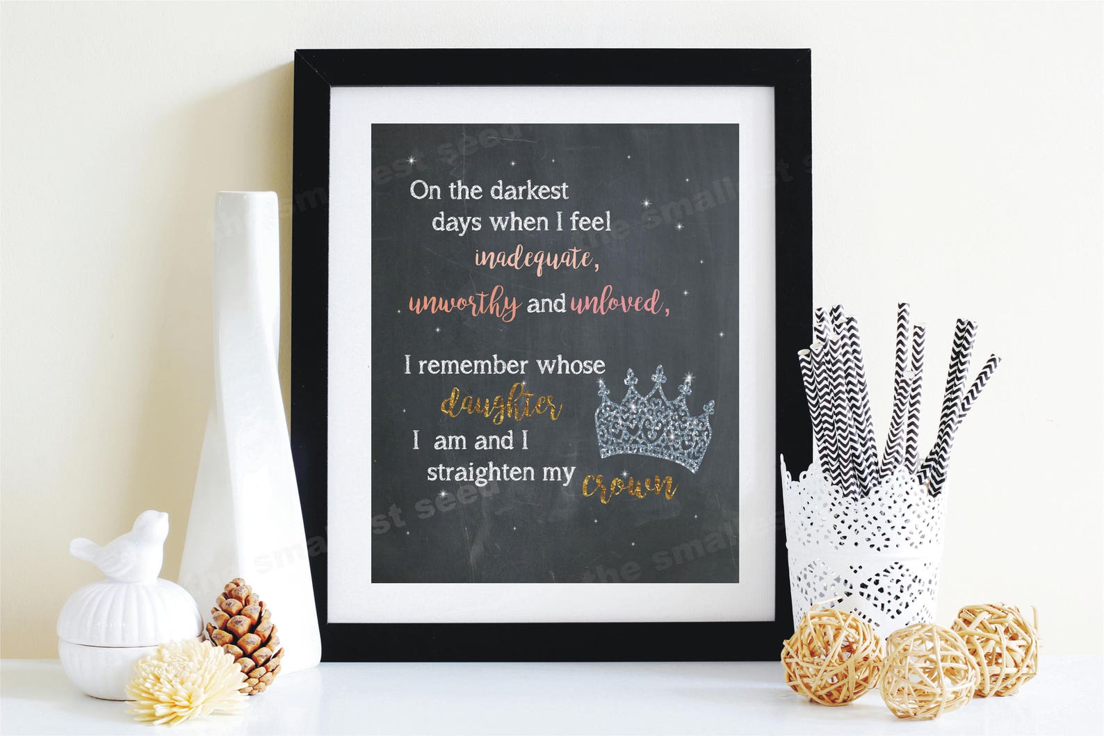 Printable Quotes I Straighten My Crown Chalkboard Art Etsy