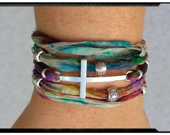 Sun Hand Dyed Silk Wrap Bracelet Yoga Bracelet Black Wrist Band Wrap Bracelet Yoga Jewelry Sun Jewelry Beach Jewlery Bohemian Wrap For Her