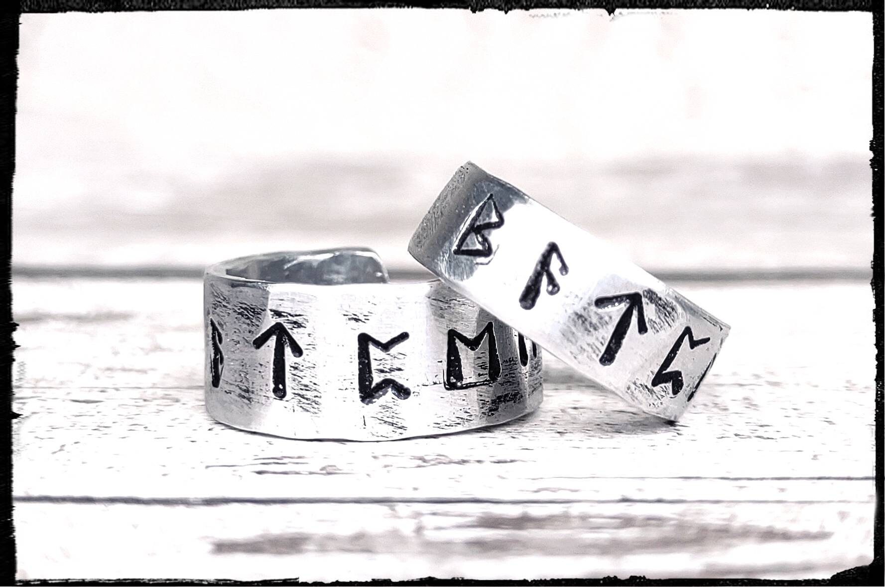 Rune Ring • Hand Stamped Custom Rune Cuff Ring | Hammered or Smooth ...