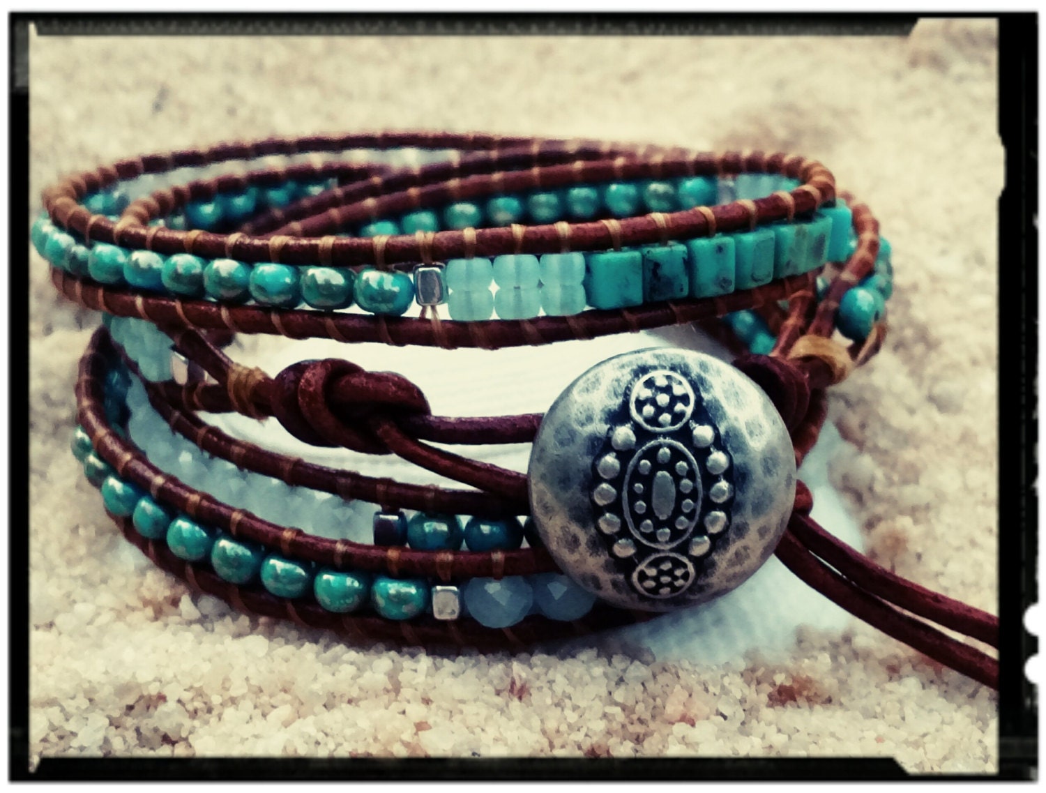 Gypsy LV 5 Strand Aqua Bracelet Set