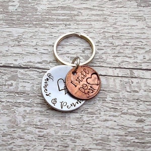 I Still Do • Anniversary Keychain | Couples Penny/Wedding Date Keychain | Aluminum Charm | Couples Name | Hand Stamped Penny | Couples Gift