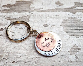 Infinity Initials Keychain • Hand Stamped Initials | Established Date | Couples/Friends/Family Keychain Gift | Custom Date/Initials