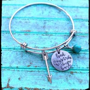 My Tribe Find Your Tribe Charm Bangle Hand Stamped Charm Arrowhead Feather Arrow Jasper Stone Family/Bridesmaid/Friend Gift image 5