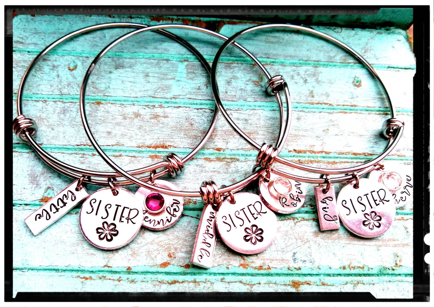 Sister Bangle Stamped Big/Middle/Little Sister Bracelet | Etsy
