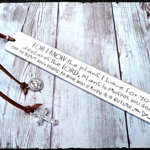 Custom Scripture Bookmark • Hand Stamped Aluminium | Bible Verse | Confirmation/Baptism | Favorite Scripture | Add Name/Date | Cross/Dove