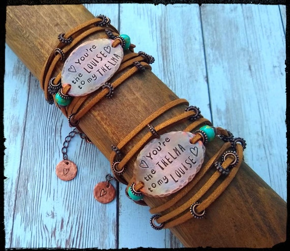 Thelma & Louise Wrap Bracelet SET Movie Quote Hand Stamped 