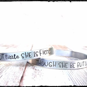 Though she be but little, she is FIERCE • Toddler/Youth/Child Bracelet | Hand Stamped Aluminum | Child Quote Cuff//Baby Bracelet//Child