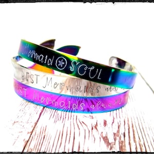 Best Mermaids • Rainbow & Silver Stainless Steel | Name/Initials | Beach/Ocean Jewelry | Colorful Stainless | Friendship bracelet Set | Gift