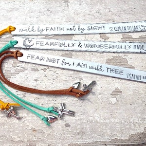 Scripture Bookmark • Hand Stamped Aluminium | Custom Bible Verse | Confirmation/Baptism | Favorite Scripture | Add Name/Date | Cross/Heart