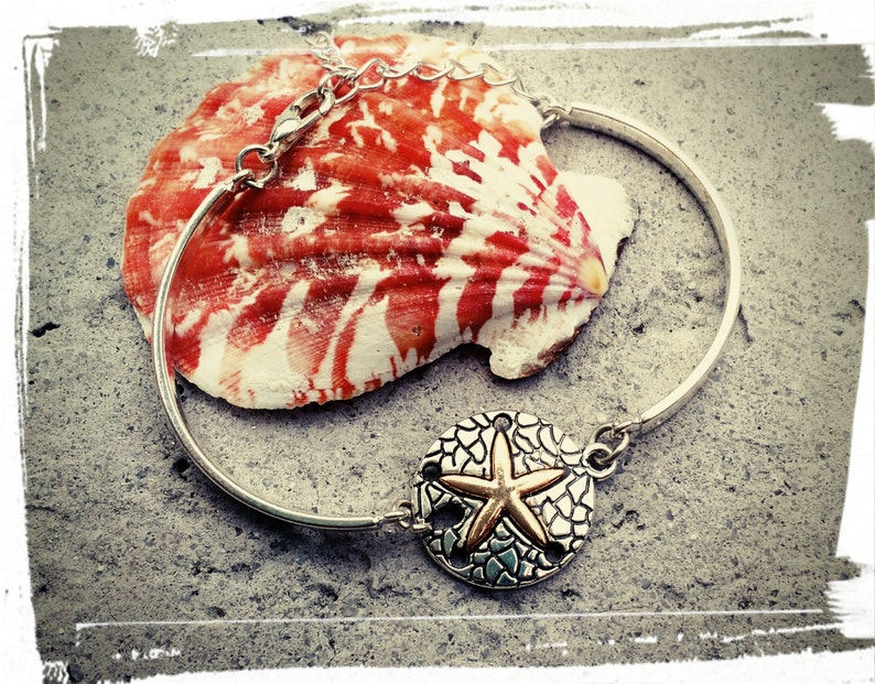 Starfish Cuff Bracelet SILVER Textured Bridal Party Beach Wedding Jewelry Sand