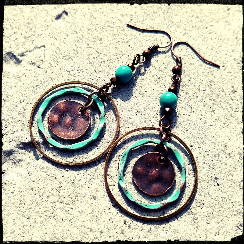 Dennis Higgins Red Patina Earrings