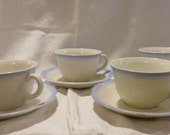 Fire King quot Alice quot Vitrock Blue trim cup and saucer