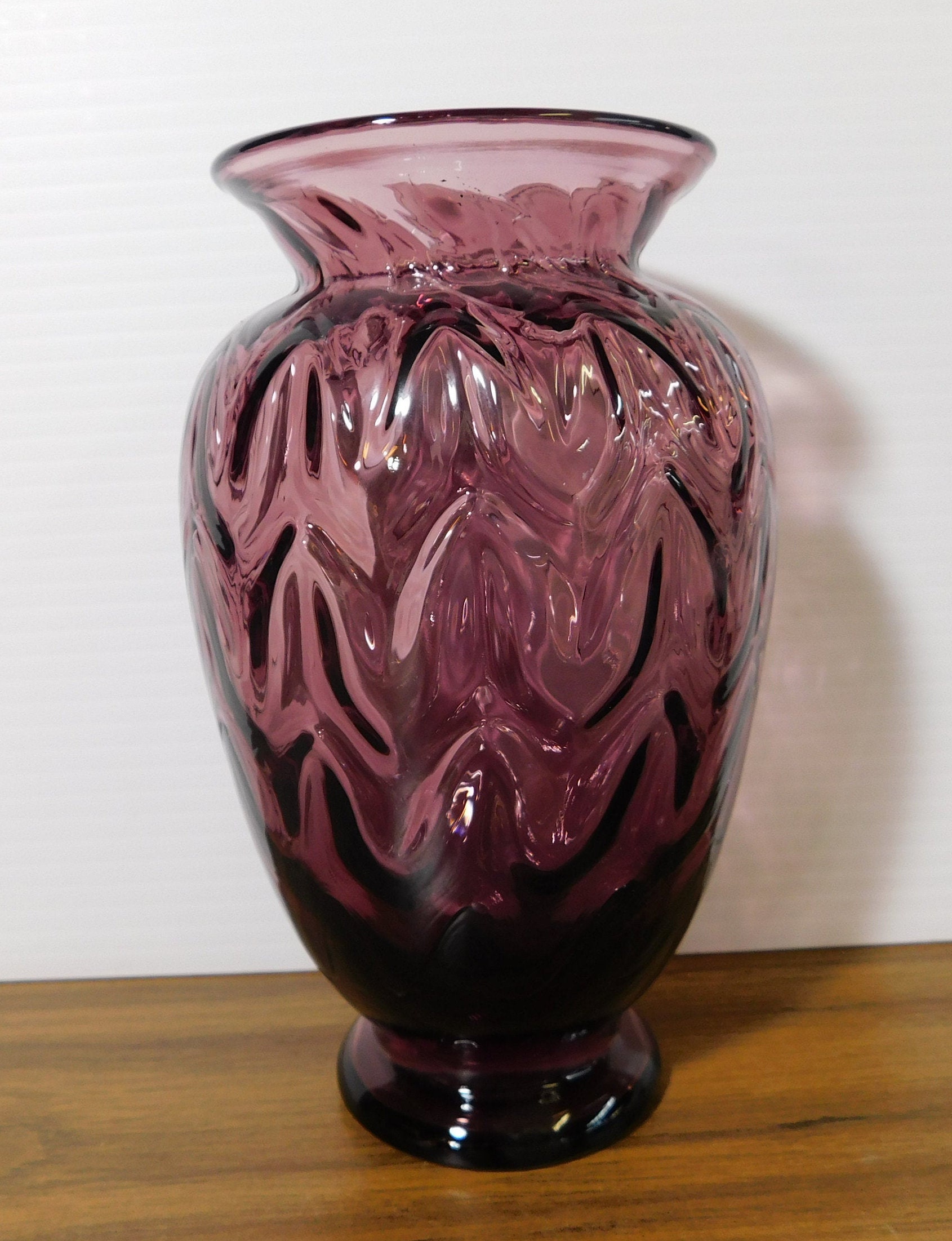 Fenton purple vase double stamped on bottom Etsy